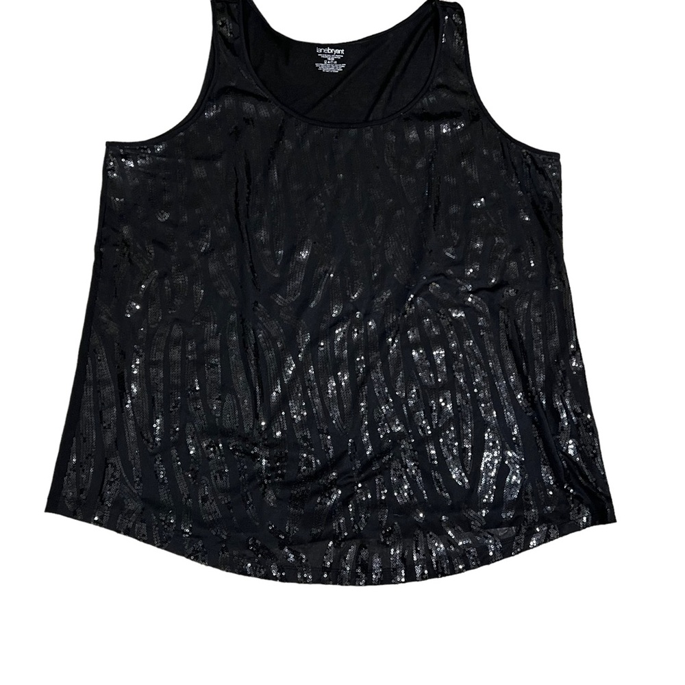Lane Bryant Tank Top Sequins Black Sz 18/20